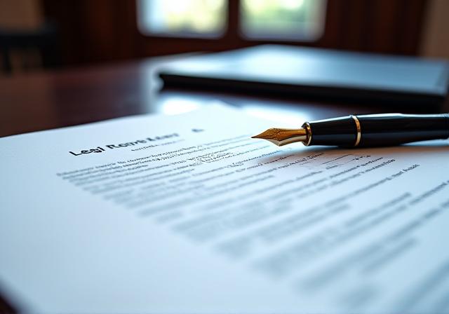 Professional contract documents on a London law office desk